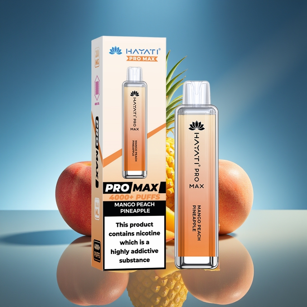 Hayati Pro Max 4000 Puffs Vape Mango Melocotón Piña Recargable 10ml