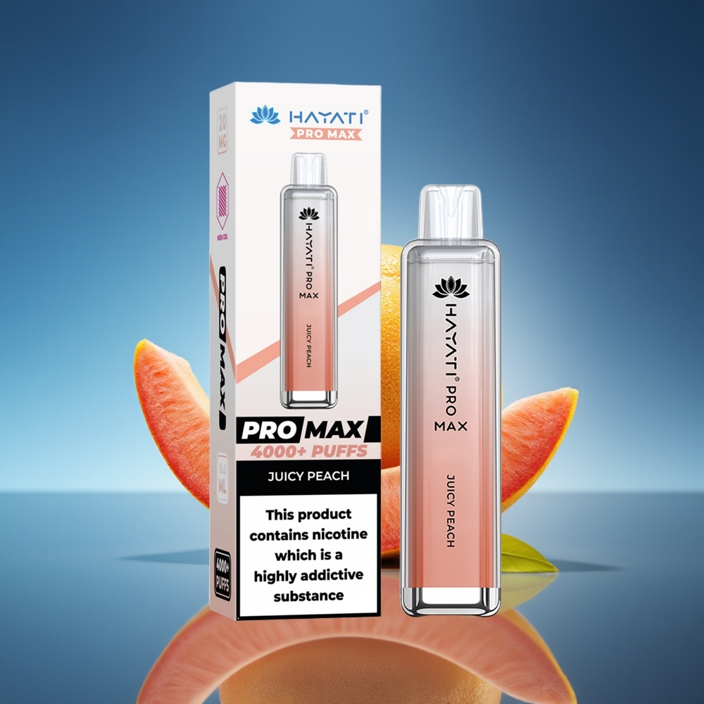 Hayati Pro Max 4000 Puffs Vape Melocotón Jugoso LED Recargable