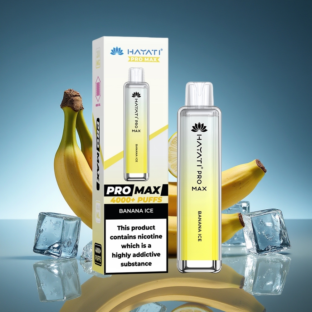 Hayati Pro Max 4000 Puffs Vape Plátano Hielo Recargable 5% Nicotina