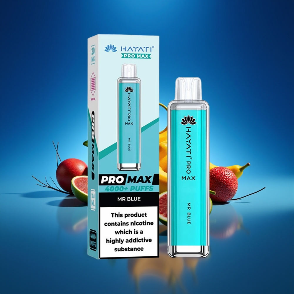Hayati Pro Max 4000 Puffs Vape Recargable Sr Azul Dual Mesh Coil