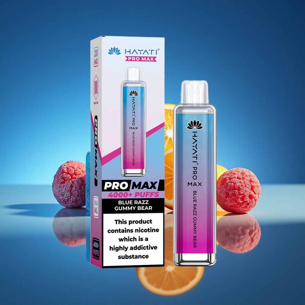 Hayati Pro Max 4000 Puffs Vape Rechargeable Azul Osito de Goma