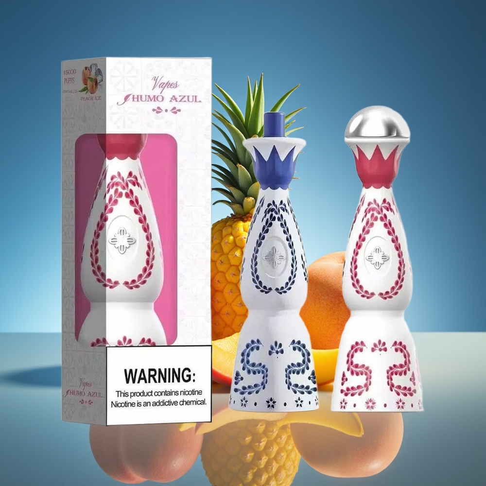 HUMO Azul 15000 Puffs 5% Nicotina Durazno Mango Piña USB-C Recargable