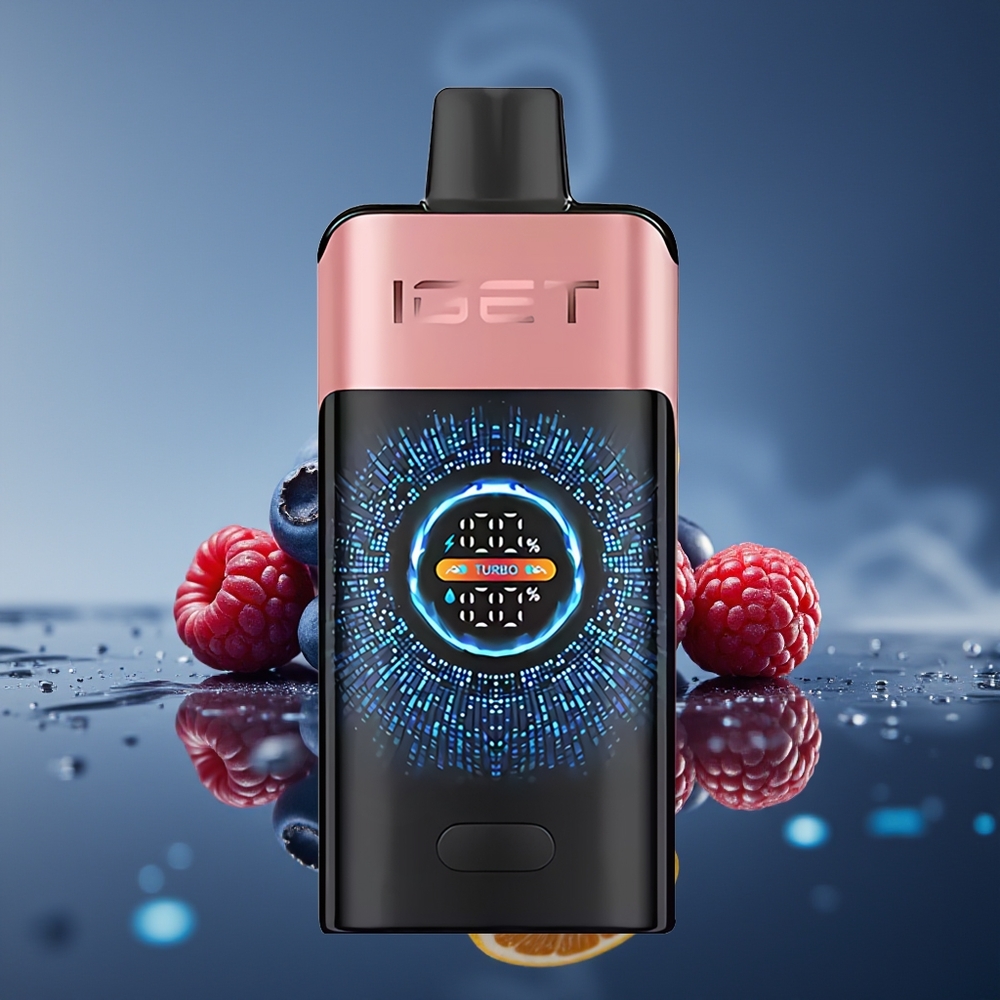 IGET ONE 12000 Puffs Vape Desechable Arándano Frambuesa Pantalla Curva Grande 2700 mAh