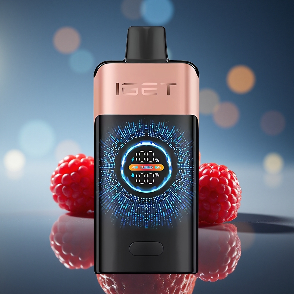 IGET ONE 12000 Puffs Vape Desechable Fresa Frambuesa Pantalla Grande Curva y Batería 2700 mAh