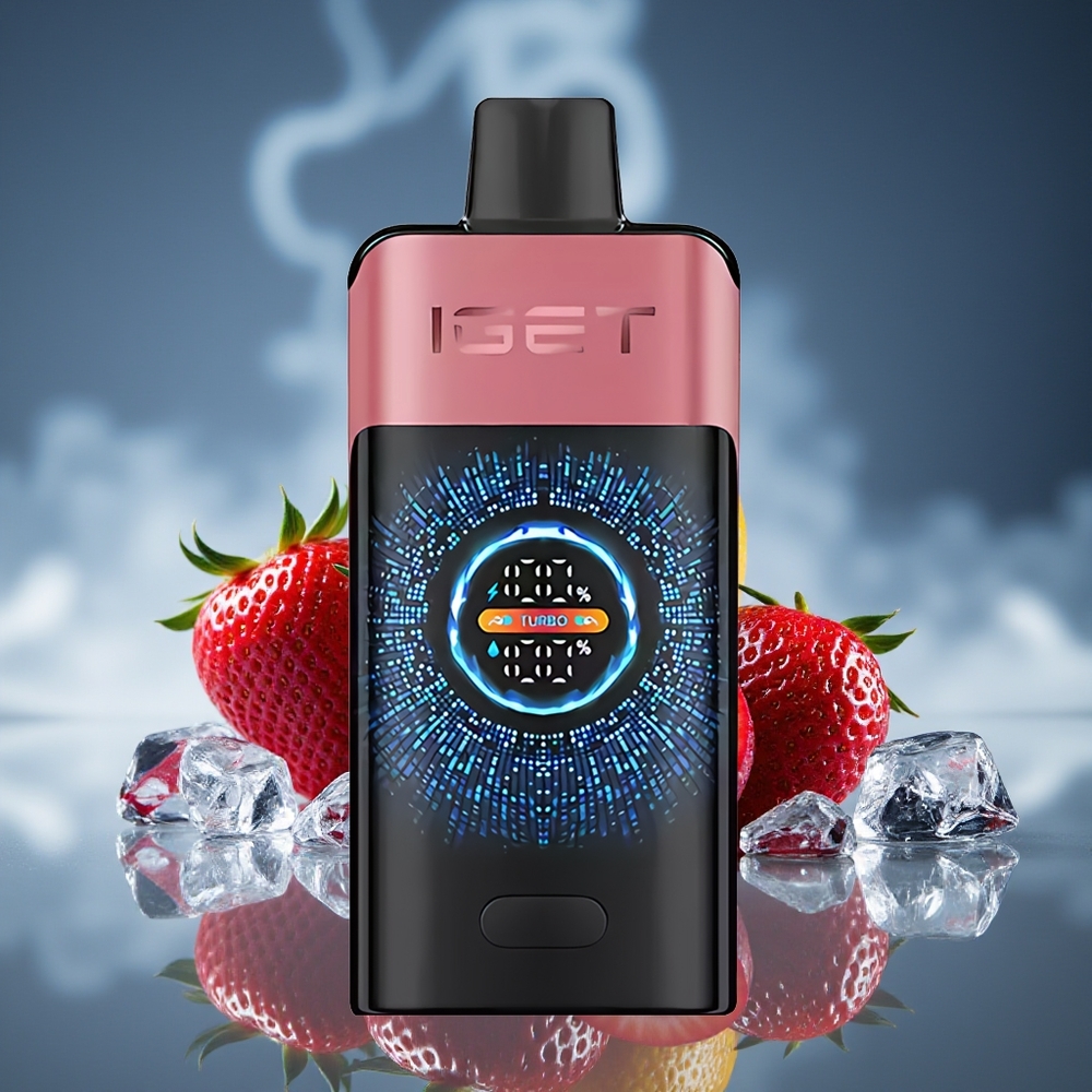 IGET ONE 12000 Puffs Vape Desechable Fresa Granada Hielo con Pantalla Curva Grande y Batería de 2700 mAh