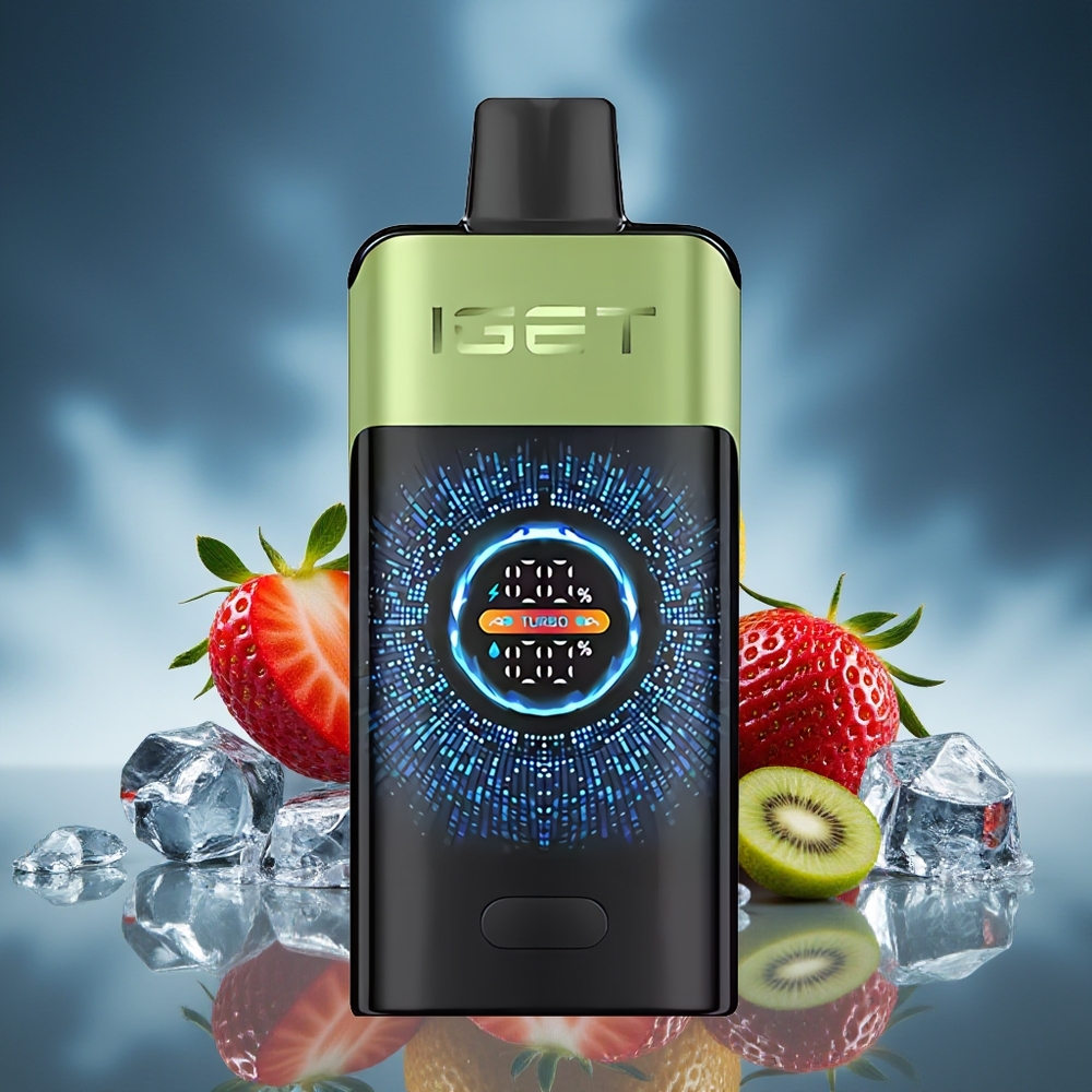 IGET ONE 12000 Puffs Vape Desechable Fresa Kiwi Hielo con Pantalla Curva Grande y Batería 2700 mAh