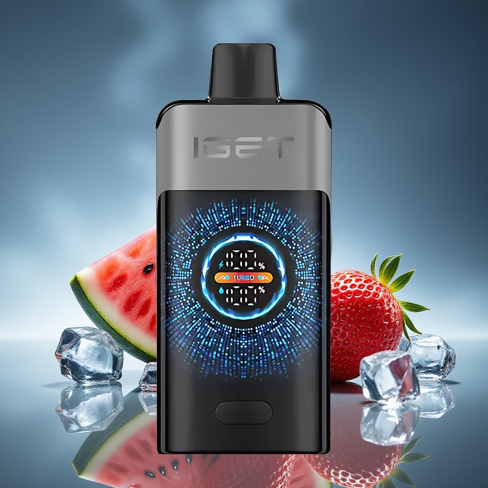 IGET ONE 12000 Puffs Vape Desechable Fresa Sandía Hielo con Pantalla Curva Grande y Batería de 2700 mAh