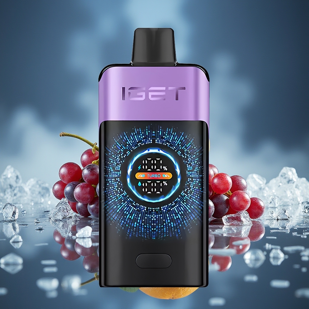IGET ONE 12000 Puffs Vape Disposable Helado de Uva Pantalla Grande Curva y Batería 2700 mAh