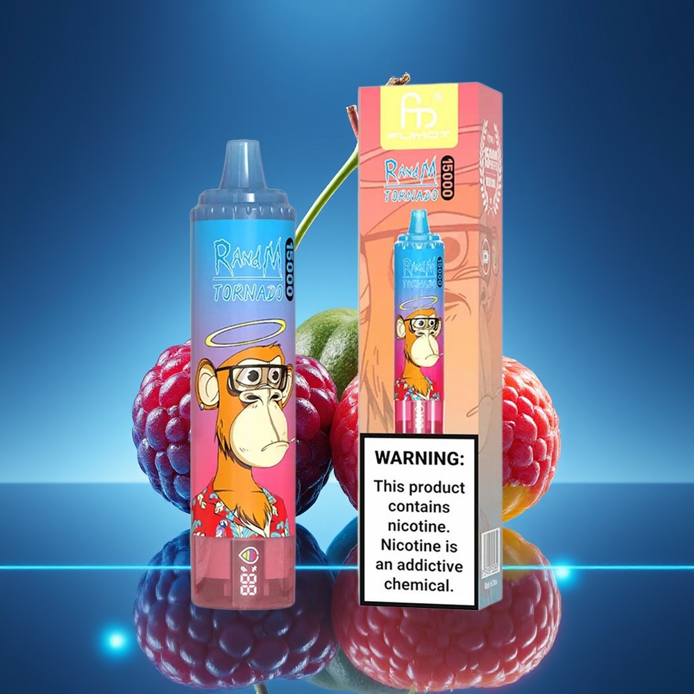 RandM Fumot Tornado 15000 Puffs Azul Frambuesa Cereza USB-C LCD