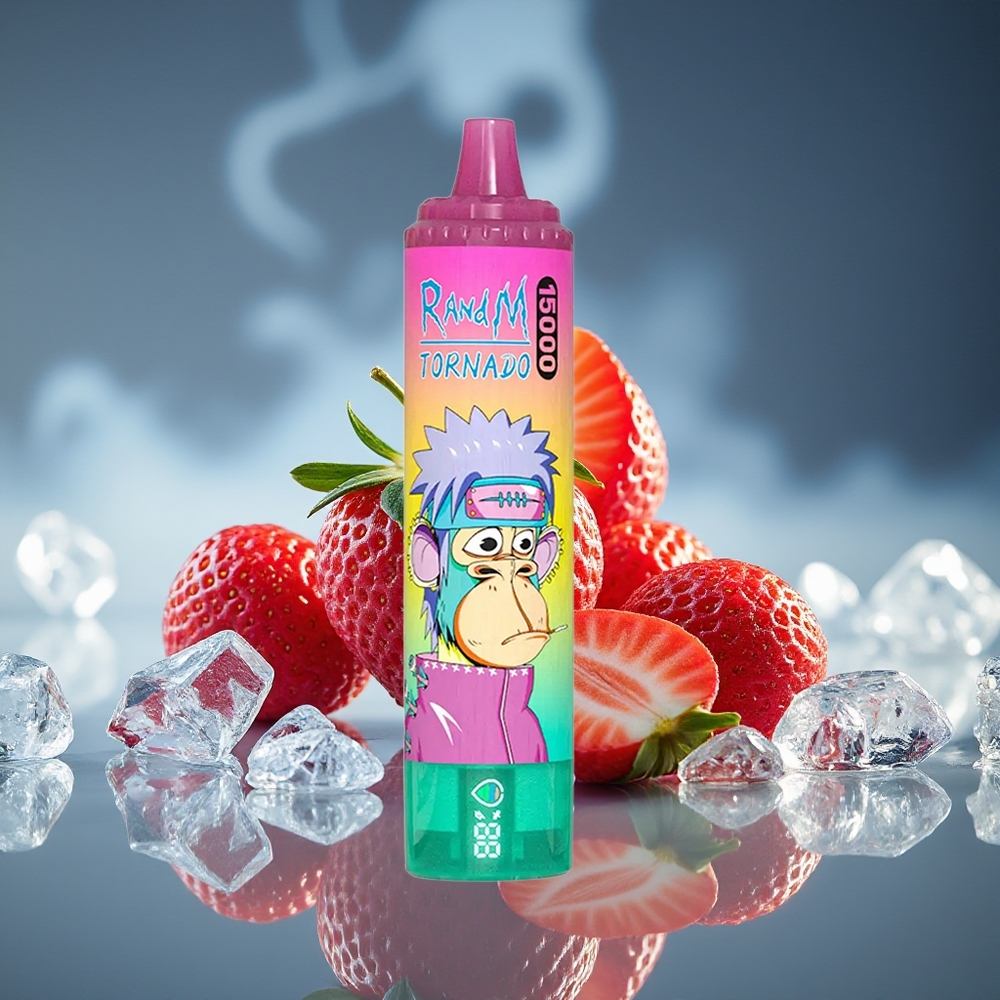 RandM Fumot Tornado 15000 Puffs Fresa Hielo USB Tipo-C Pantalla LCD
