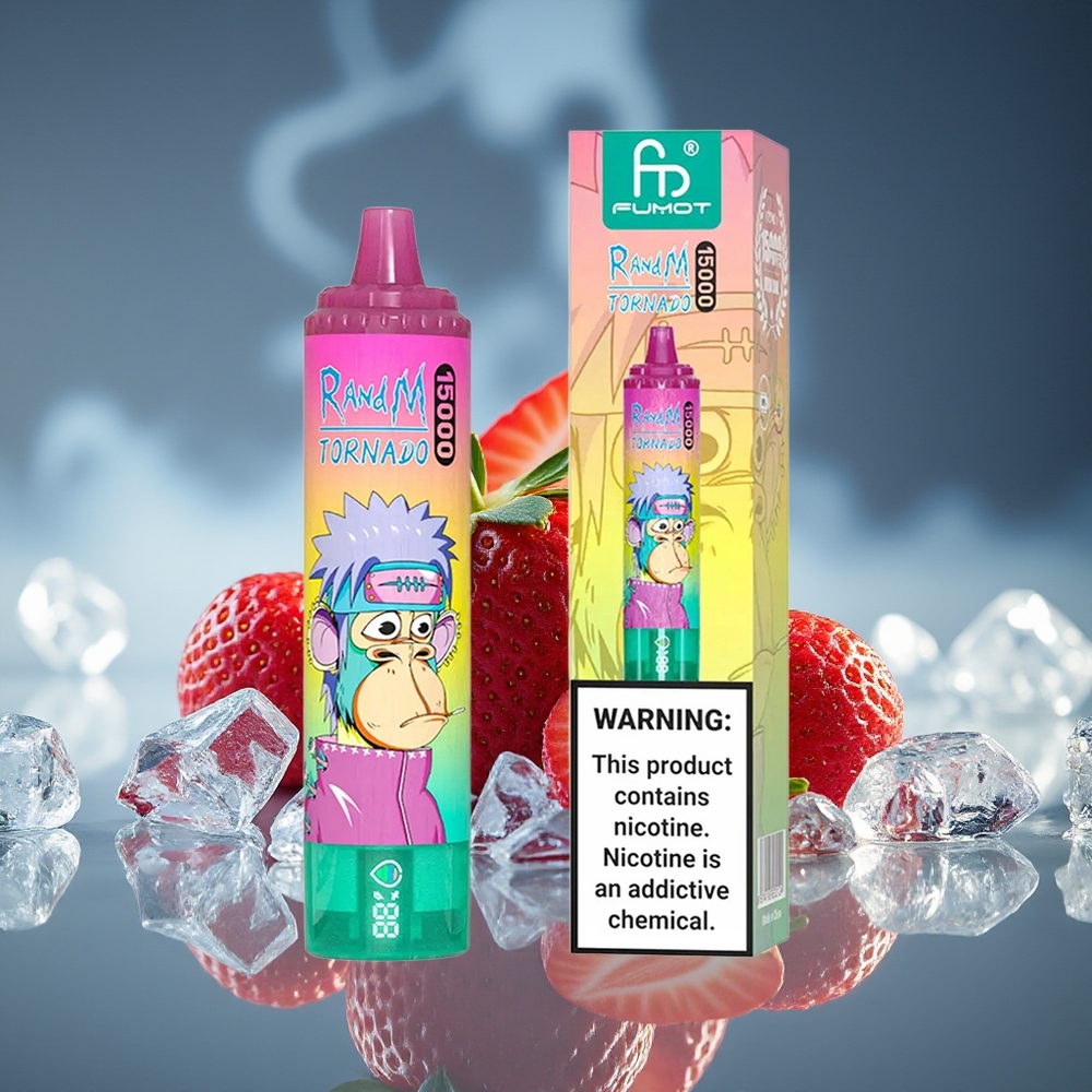 RandM Fumot Tornado 15000 Puffs Fresa Hielo USB Tipo-C Pantalla LCD