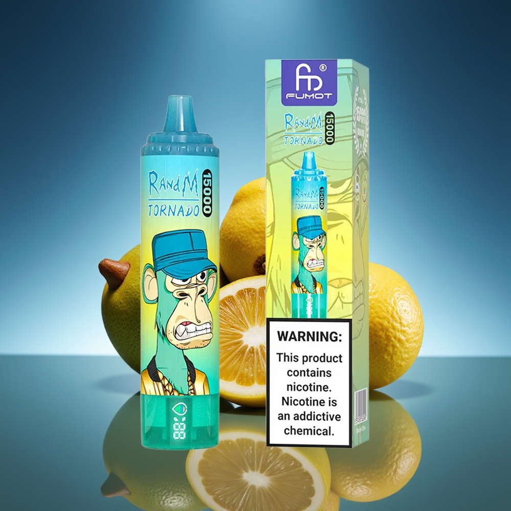 RandM Fumot Tornado 15000 Puffs Vape Disposable Kiwi Maracuyá Guayaba USB Tipo-C Pantalla LCD