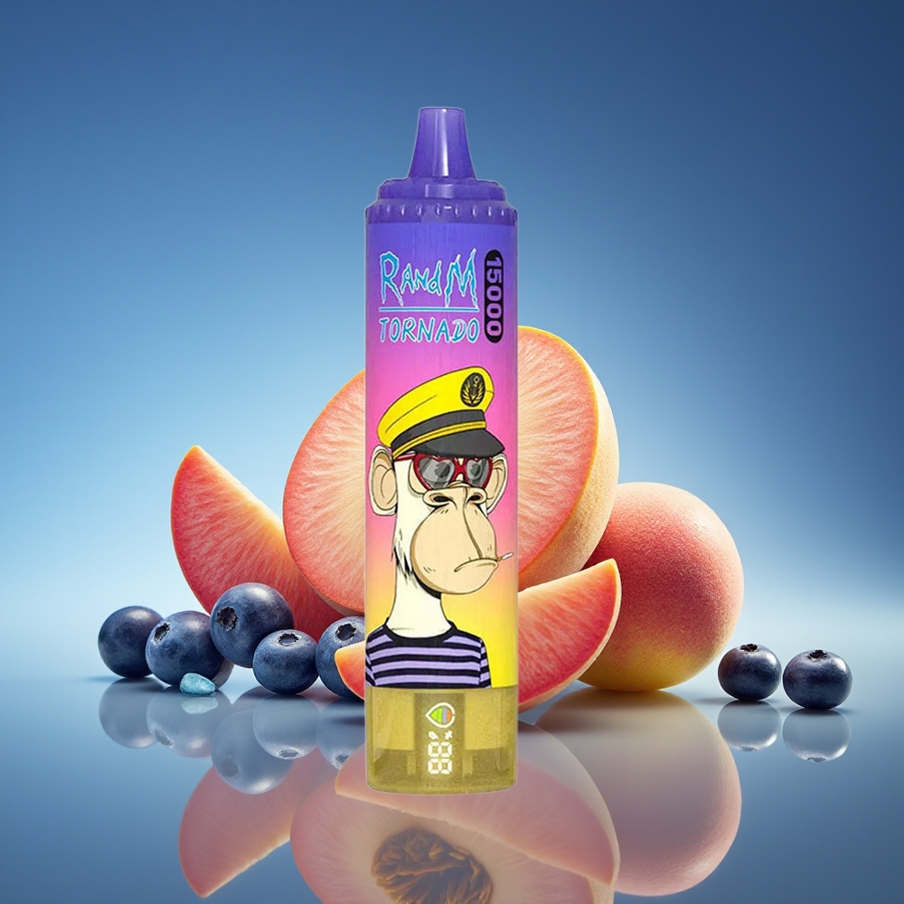 RandM Fumot Tornado 15.000 Puffs Melocotón Arándano Dulce 25ml Tipo-C LCD