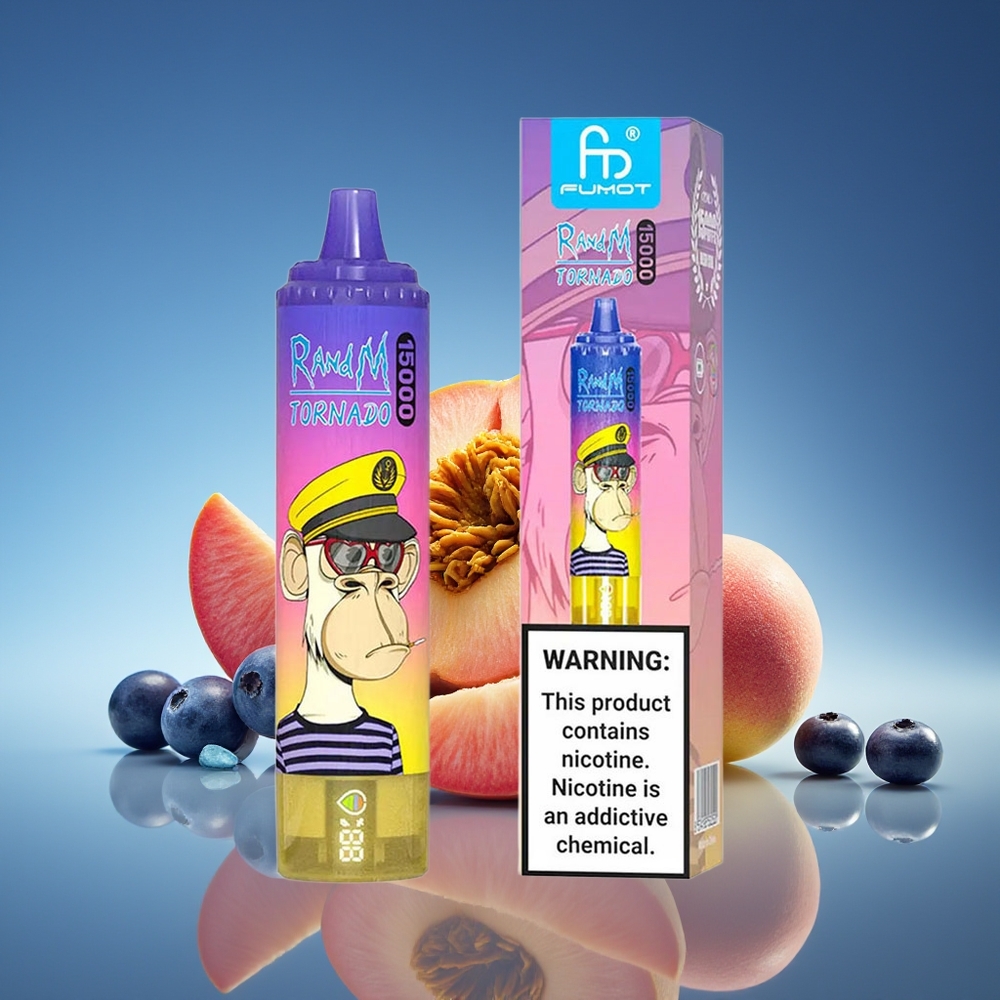 RandM Fumot Tornado 15.000 Puffs Melocotón Arándano Dulce 25ml Tipo-C LCD