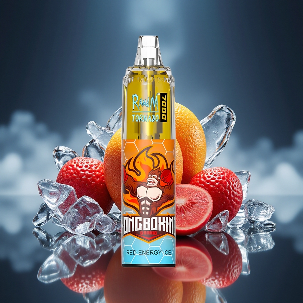 RandM Fumot Tornado 7000 Puffs 14 ML Energía Roja Hielo Ajuste de Aire