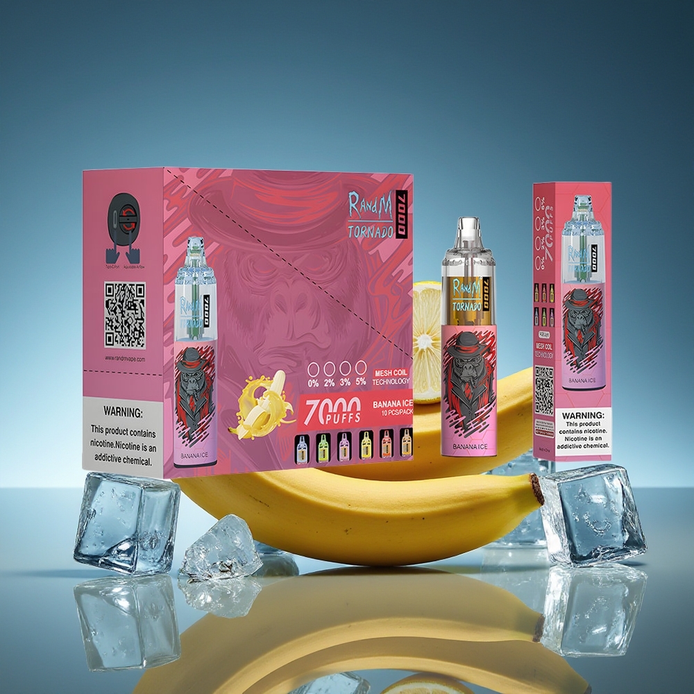 RandM Fumot Tornado 7000 Puffs Banana Ice Ajuste de Aire RGB
