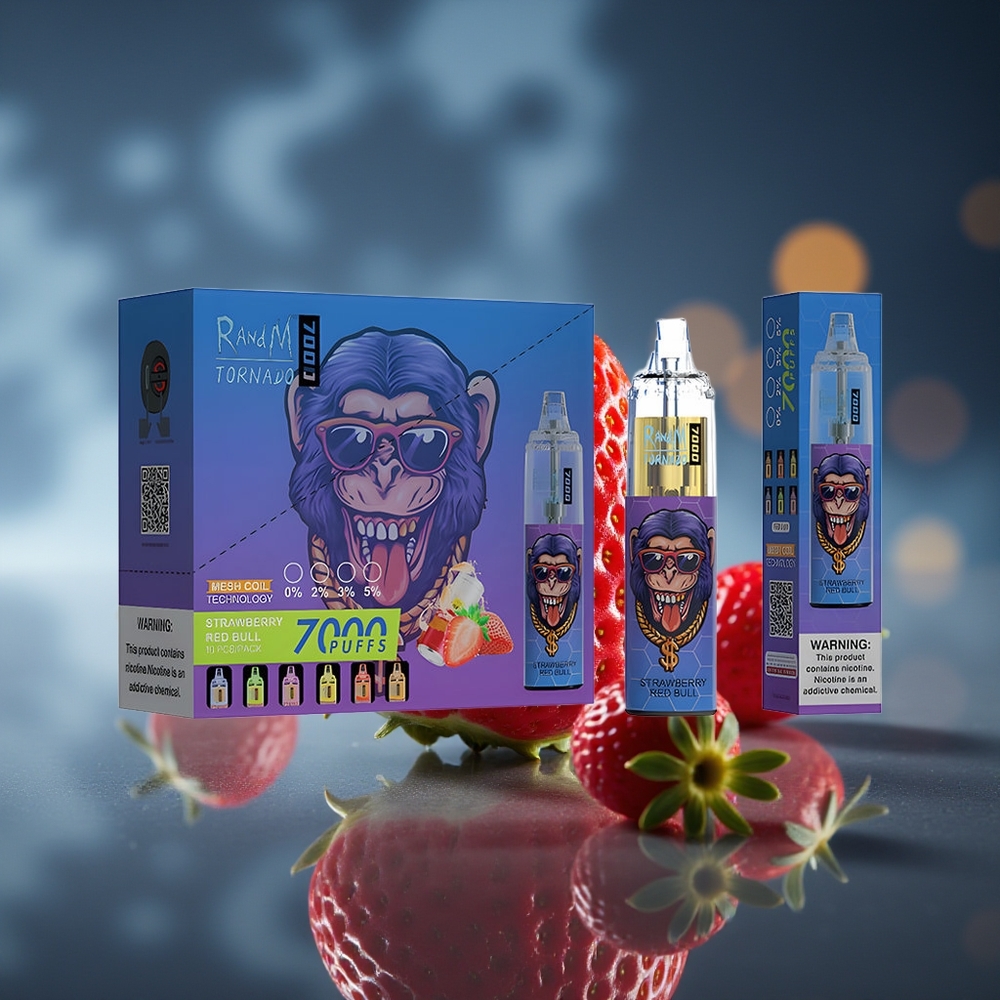 RandM Fumot Tornado 7000 Puffs Fresa Toro Rojo 14ML RGB