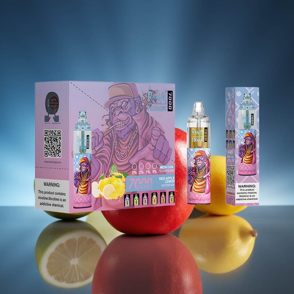 RandM Fumot Tornado 7000 Puffs Manzana Roja Limón 14 ML RGB Light