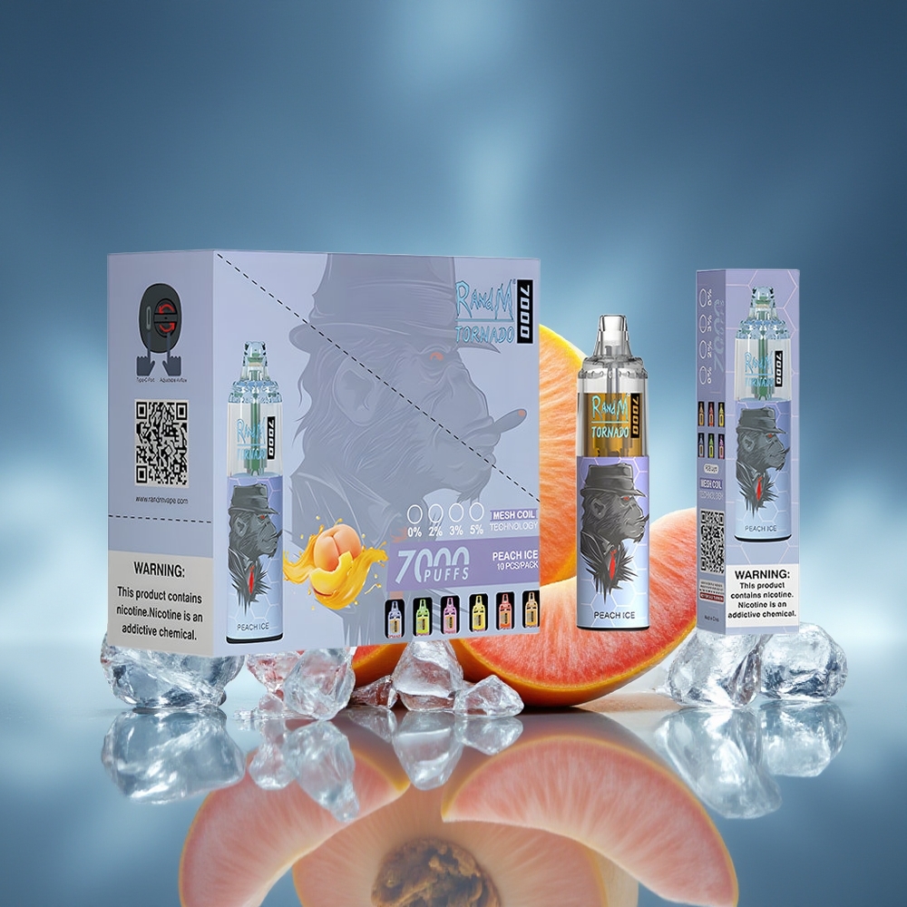 RandM Fumot Tornado 7000 Puffs Melocotón Hielo 14ML Ajuste de Aire