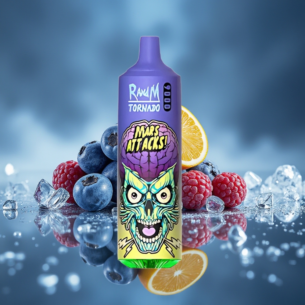RandM Fumot Tornado 9000 Puffs Arándano Helado con Pantalla RGB y Batería Recargable