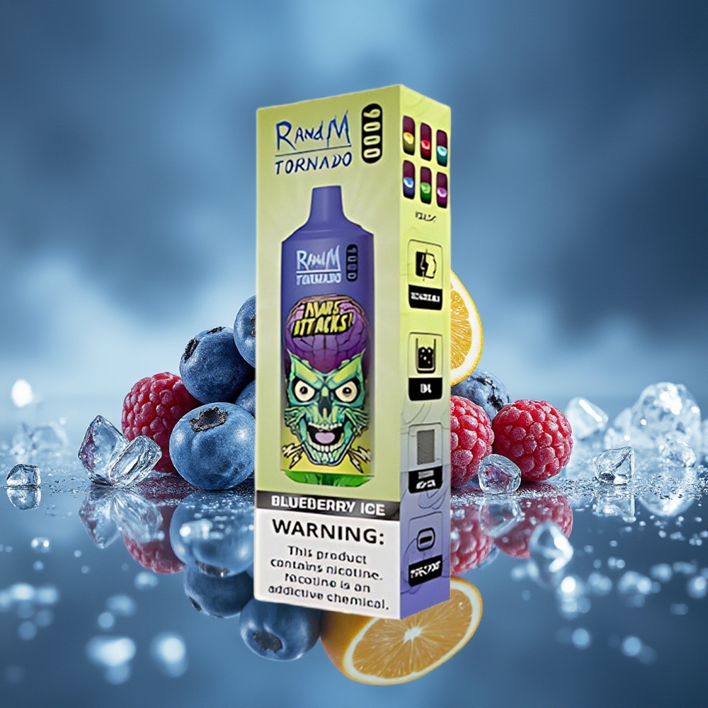 RandM Fumot Tornado 9000 Puffs Arándano Helado con Pantalla RGB y Batería Recargable