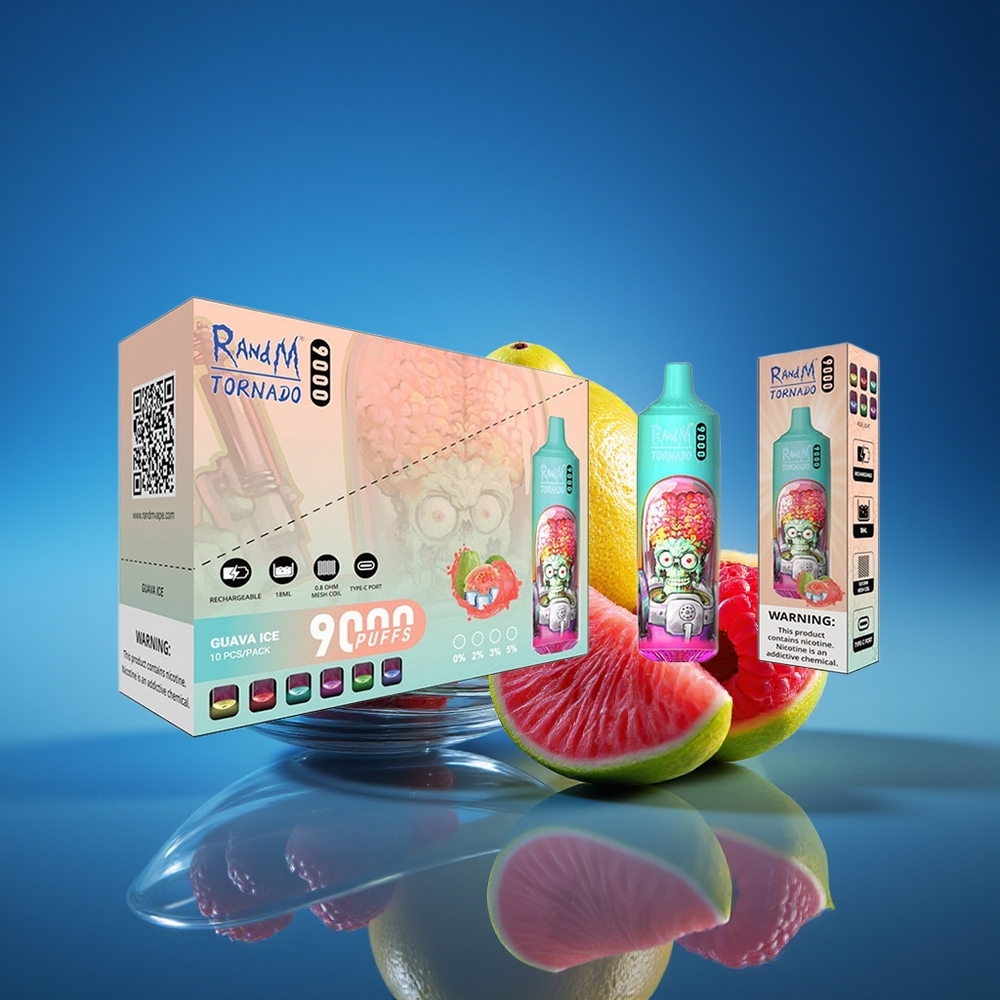RandM Fumot Tornado 9000 Puffs Azul Frambuesa Ácida con Pantalla RGB y Batería Recargable