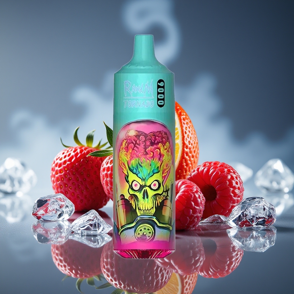 RandM Fumot Tornado 9000 Puffs Fresa Frambuesa Cereza Hielo con Pantalla RGB