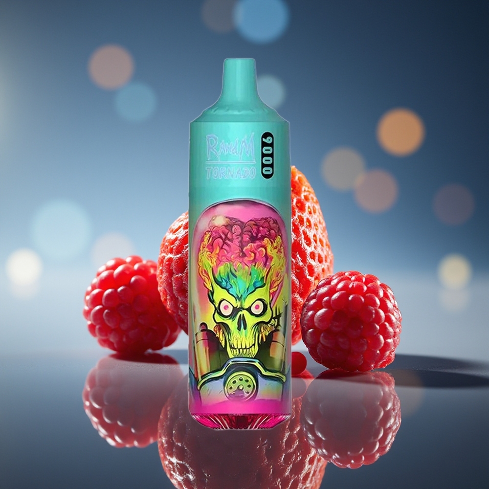 RandM Fumot Tornado 9000 Puffs Fresa Frambuesa Pantalla RGB