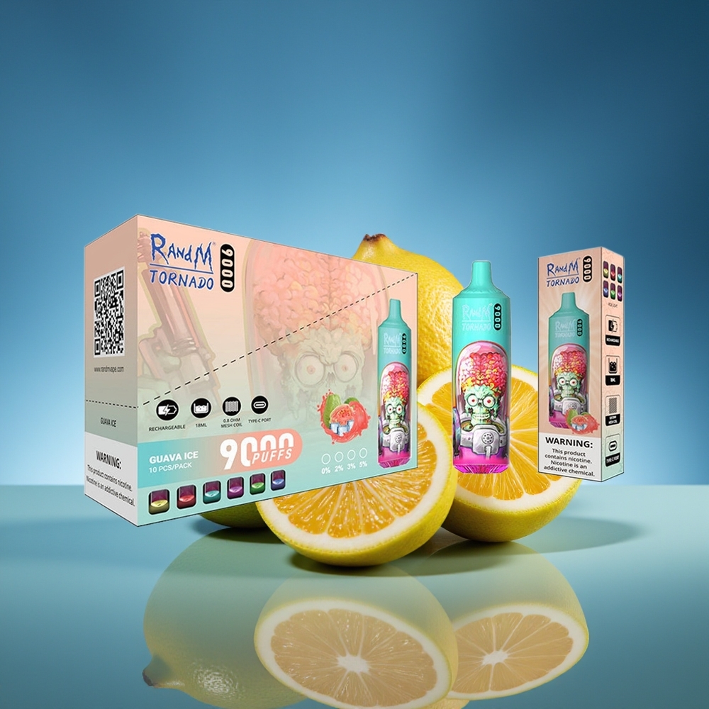 RandM Fumot Tornado 9000 Puffs Guava Hielo Pantalla RGB
