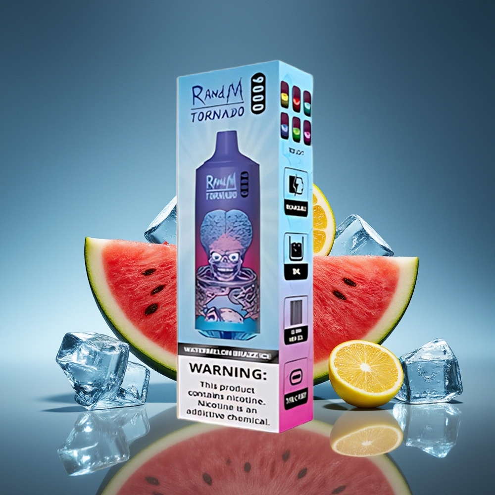 RandM Fumot Tornado 9000 Puffs Sandía Brazz Hielo con Pantalla RGB y Batería Recargable