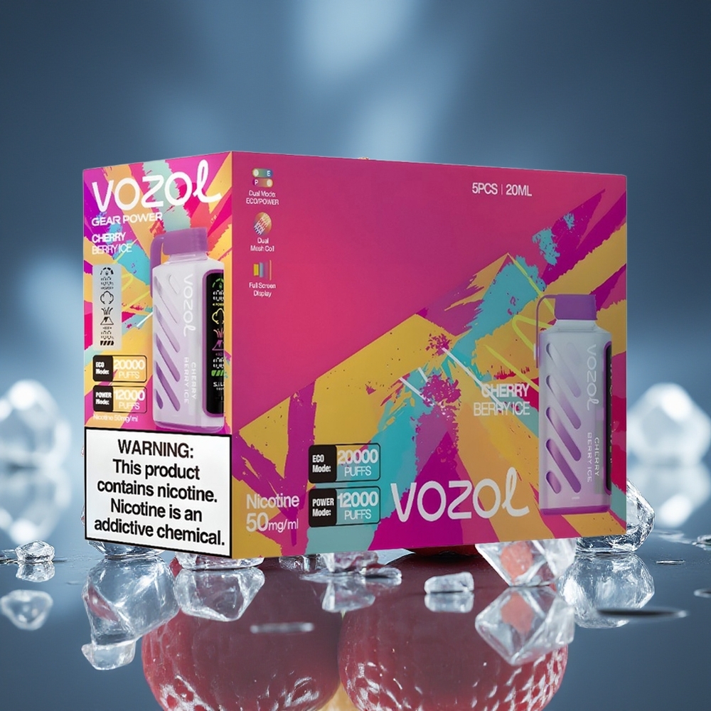 VOZOL Gear Power 20000 Puffs Cereza Baya Hielo Dual Mesh Coil Full Screen Display