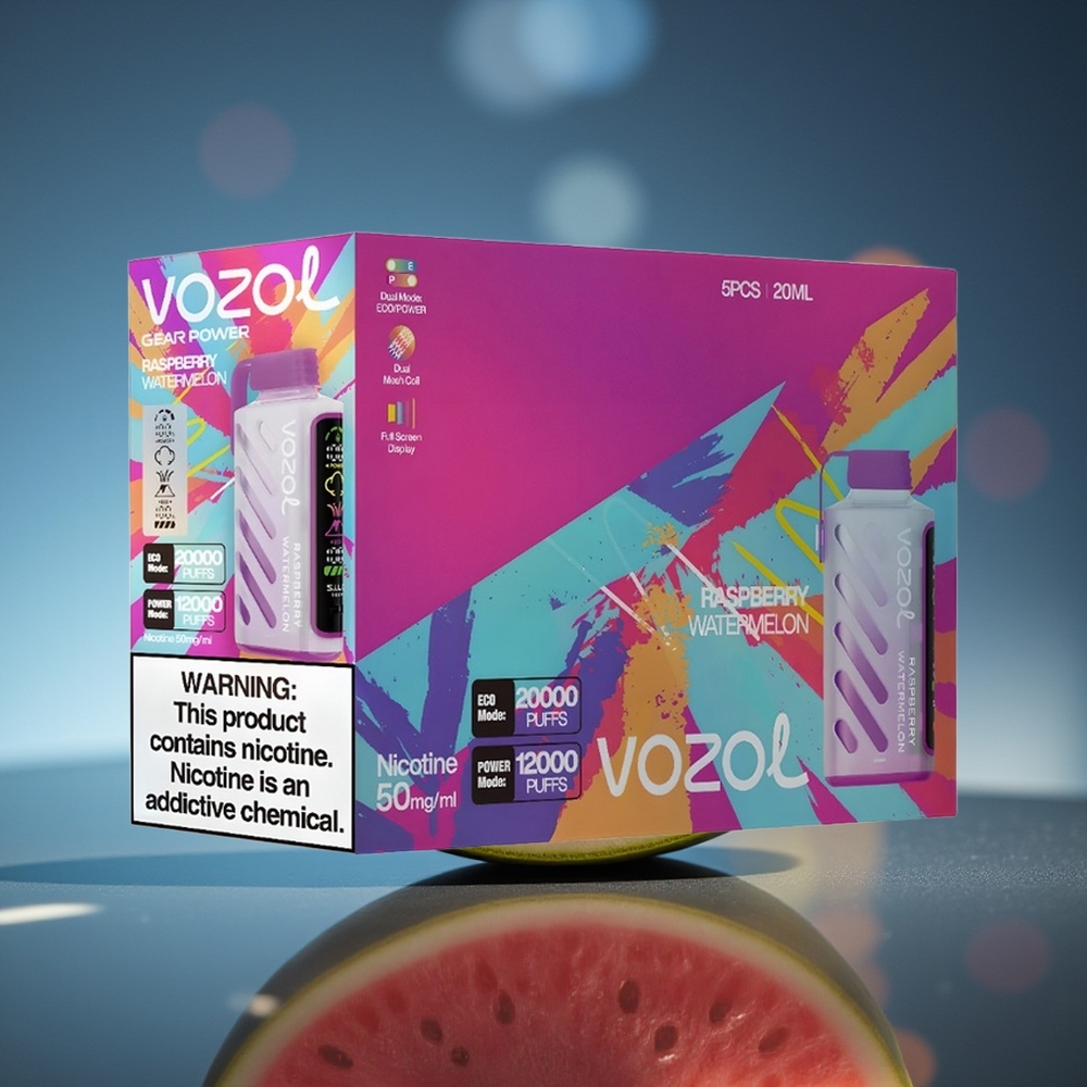 VOZOL Gear Power 20000 Puffs Frambuesa Sandía Dual Mesh Coil Full Screen Display