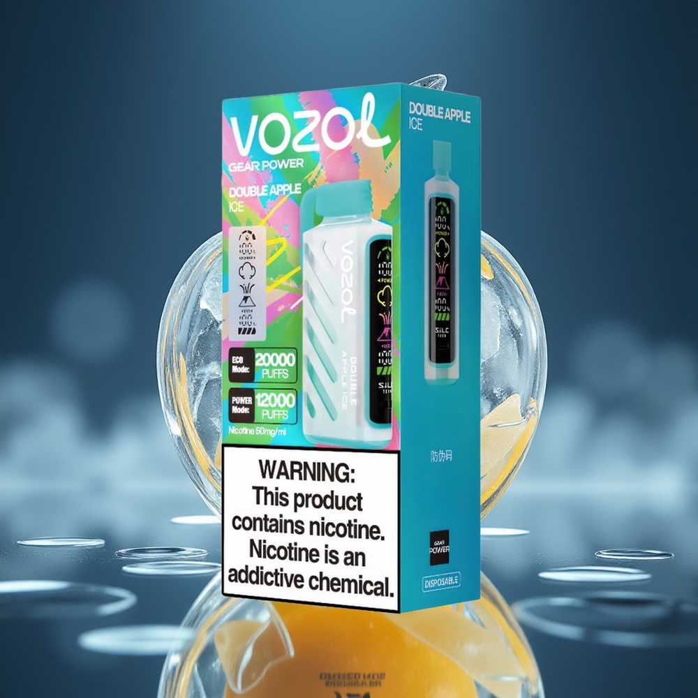 VOZOL Gear Power 20000 Puffs Manzana Doble Hielo Pantalla Completa Dual Mesh Coil