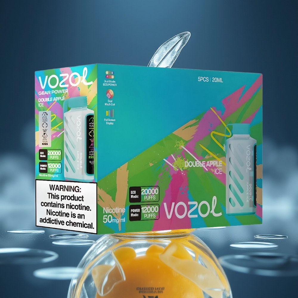 VOZOL Gear Power 20000 Puffs Manzana Doble Hielo Pantalla Completa Dual Mesh Coil