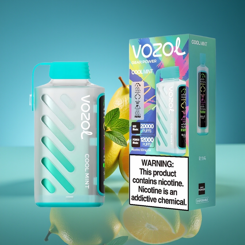 VOZOL Gear Power 20000 Puffs Menta Refrescante Dual Mesh Coil Pantalla Completa