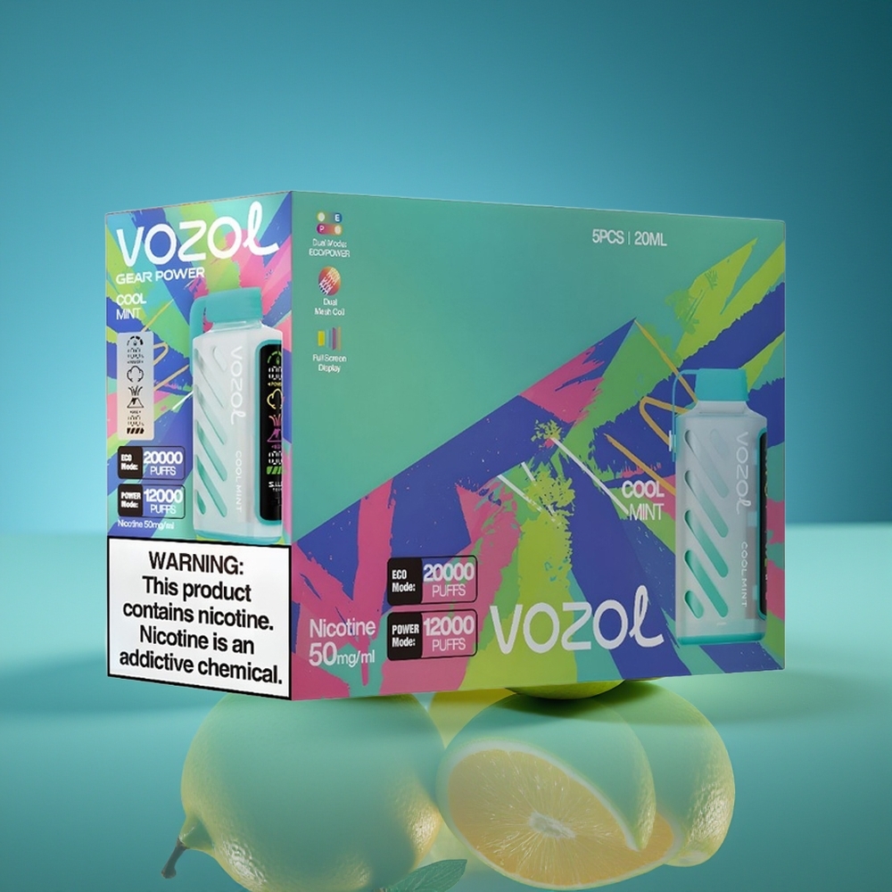 VOZOL Gear Power 20000 Puffs Menta Refrescante Dual Mesh Coil Pantalla Completa
