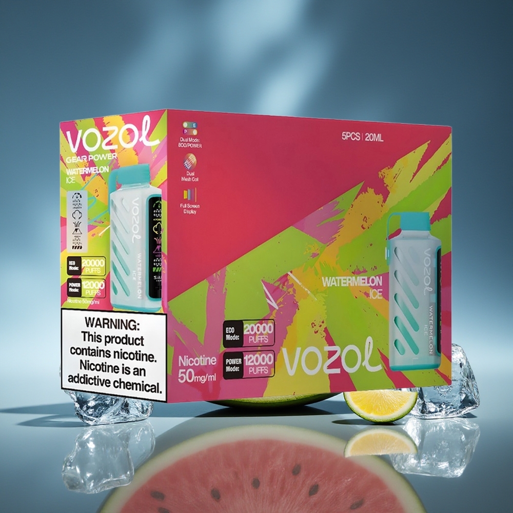 VOZOL Gear Power 20000 Puffs Sandía Helada Pantalla Completa Dual Mesh Coil
