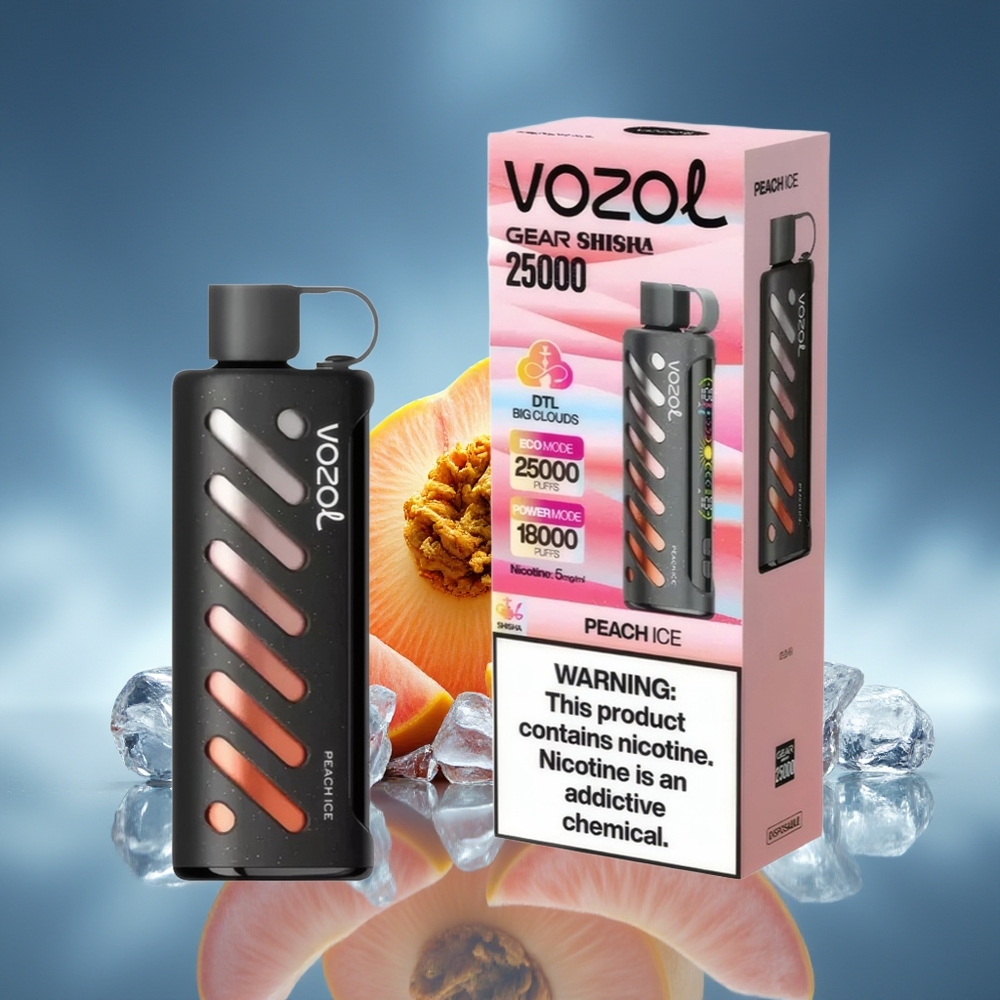 VOZOL Gear Shisha 25000 Puffs Melocotón Hielo Doble Malla