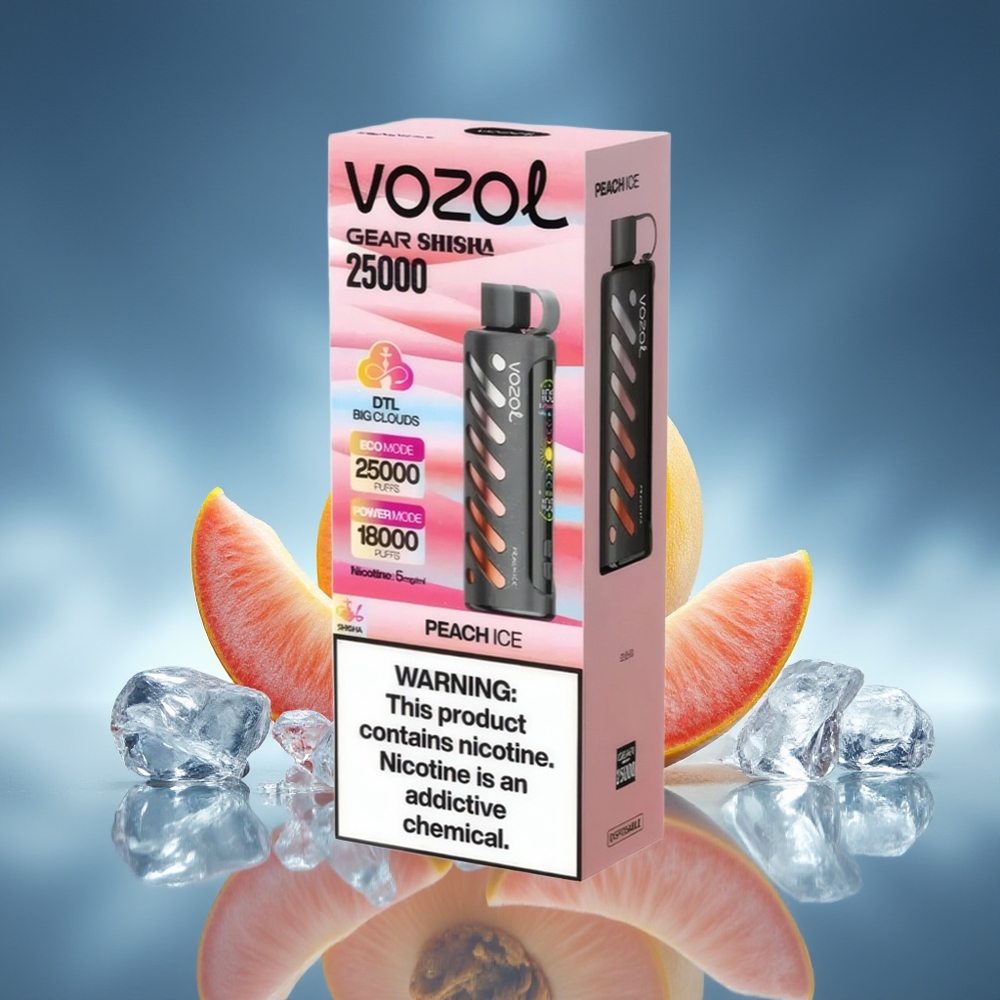 VOZOL Gear Shisha 25000 Puffs Melocotón Hielo Doble Malla